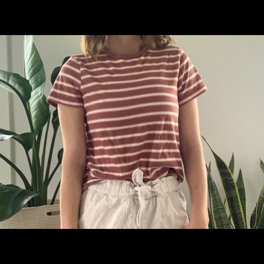 pink striped tshirt